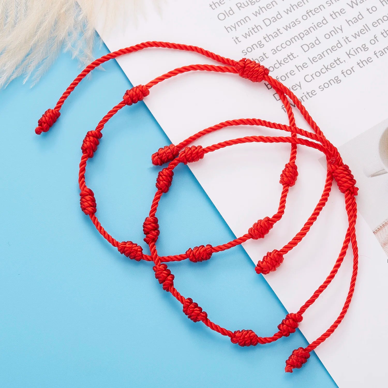 Handmade 7 Knots Red String Bracelet Protection Good Luck Amulet for Success Prosperity Friendship Rope Wristband Jewelry Gift