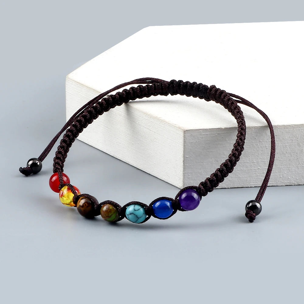 Hand Woven 7 Chakra Bracelet For Men Women 6mm Natural Stone Healing Balance Bracelet Couple 7 Chakra Bead Bangle Prayer Jewelry