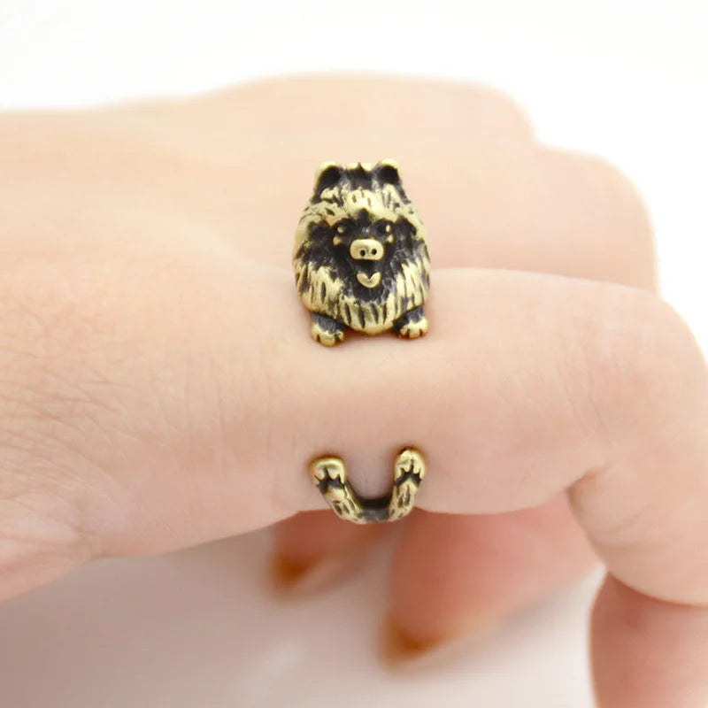 Retro 3D Beagle&German Shepherd&Schnauzer Dog Ring Women Anel Punk Style Rings For Men Wrap Animal Rings Anniversary Bijoux Gift