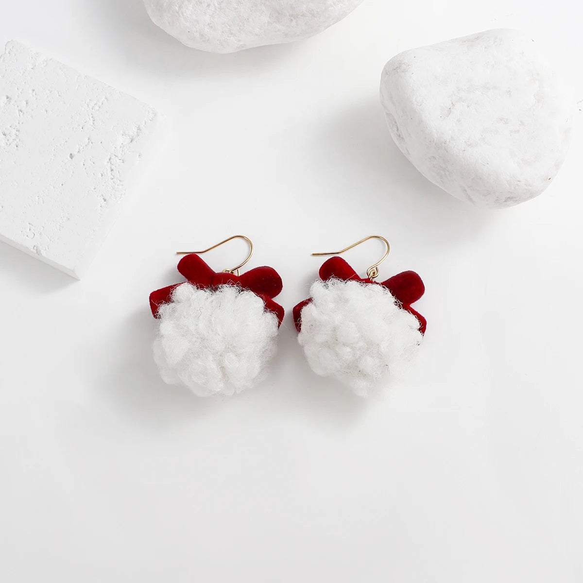 AENSOA Multiple Red Color Earrings Candy Bownot Heart Flower Metal Pearl Drop Earrings for Women Girls Christmas Jewelry Gift