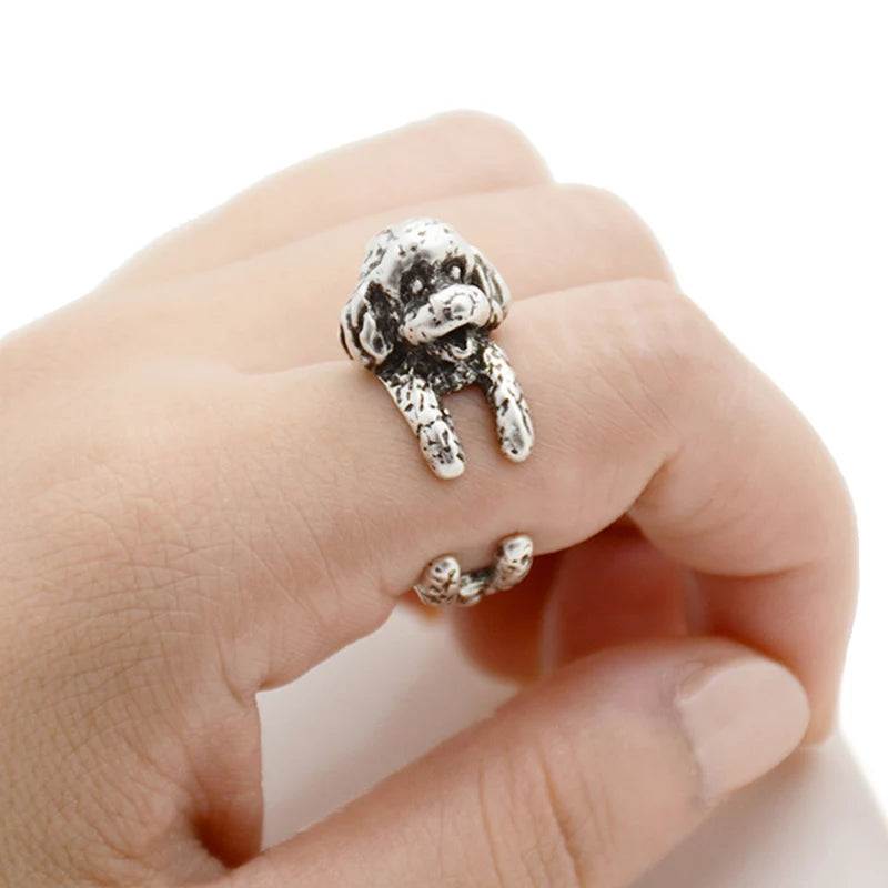 Retro Boho Bichon Frise Anel Animal Couple Rings For Women Punk Brass Knuckle Bague Dog Anillos Ring Men Jewelry Anniversary