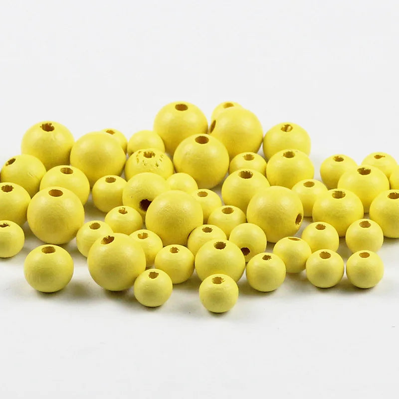 50~200 Stück Holzperlen Farbe 8/10/12mm Runde Kugel Spacer Perlen Naturholzperlen für Schmuckherstellung DIY Armband Finding