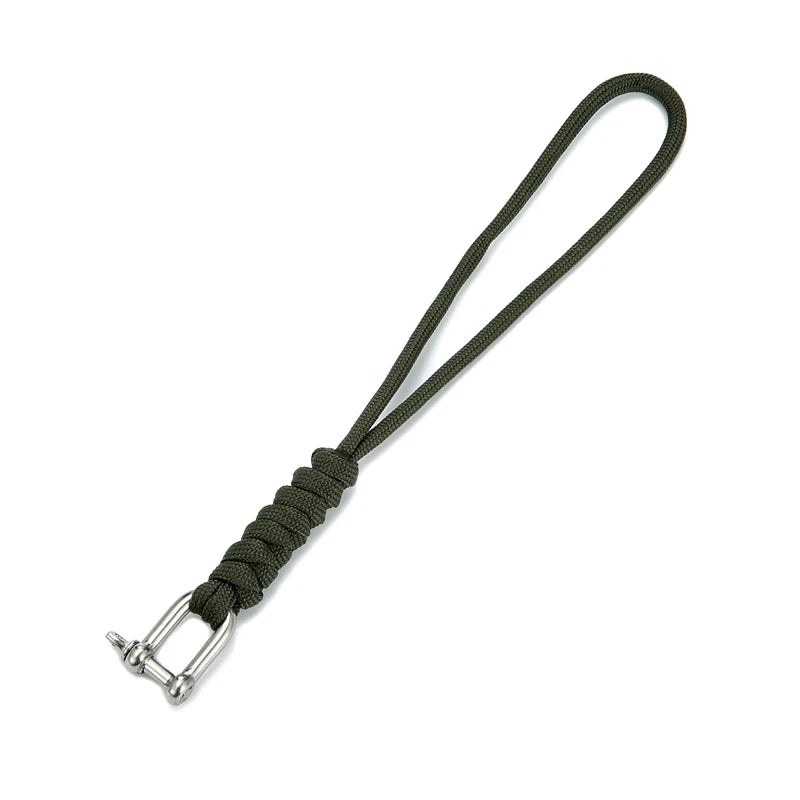 New Design Paracord Keychain stainless steel U-shaped Buckle Hand-woven keychain Wrist Anti-lost Rope Emergency Survival Tool
