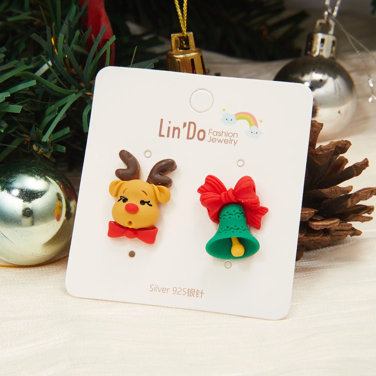 Fashion Christmas Ornaments Stud Earrings For Women Santa Claus Snowman Elk Christmas Tree Asymmetry Earring New Year Jewelry