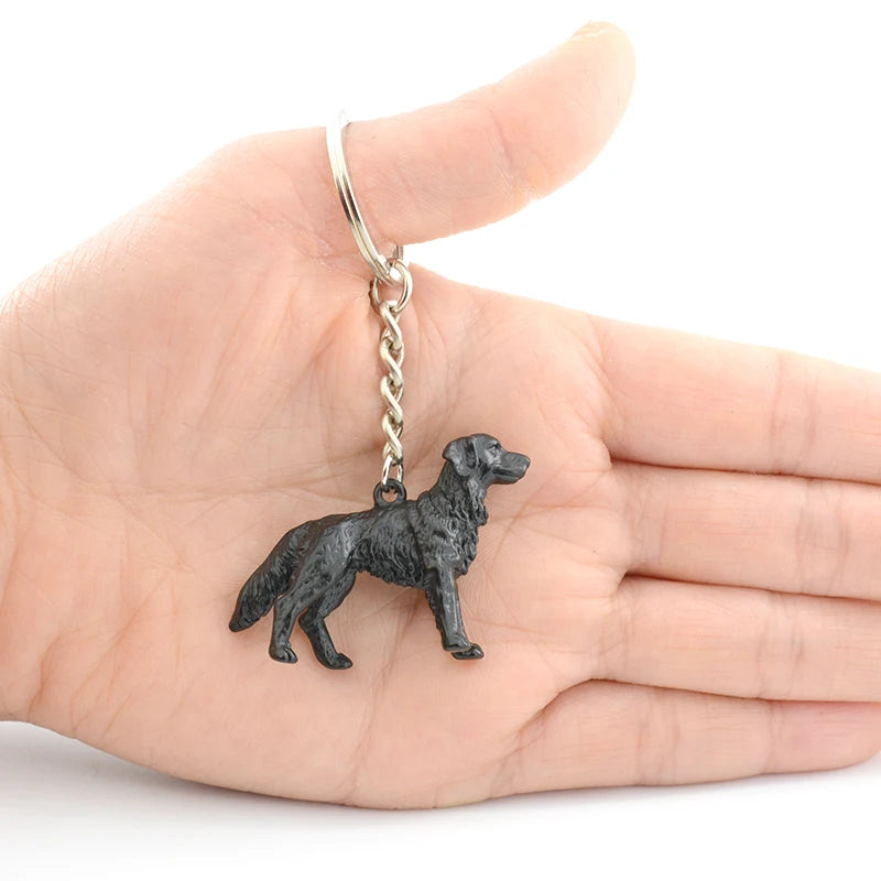 New Vintage 3D Golden Retriever Dog Key Chains Cute Pet Couple Keychains Bag Car Keyring Jewelry For Men Girls Gift Accessories