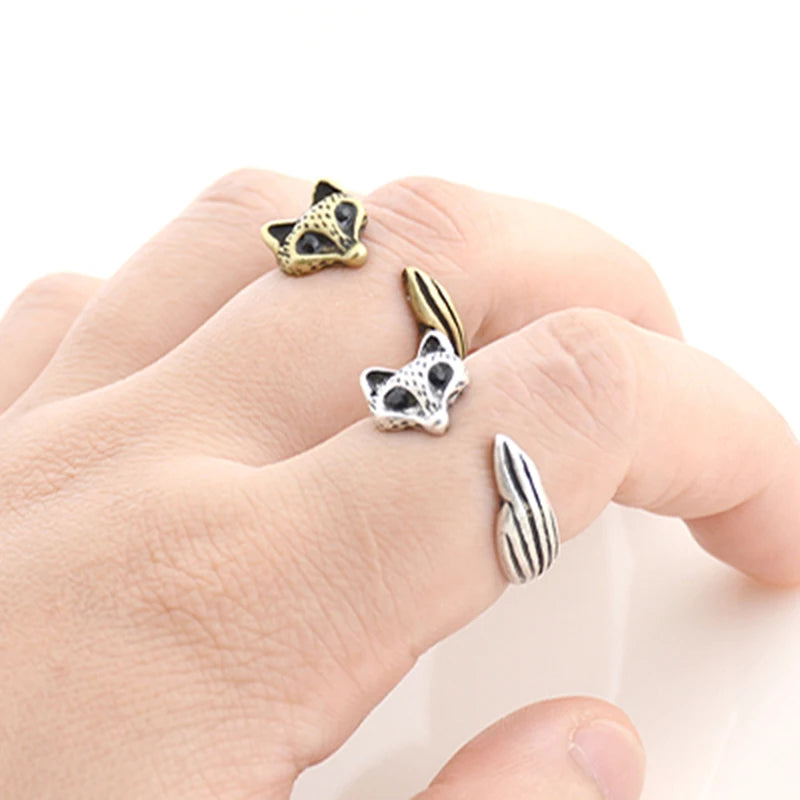 Vintage Silver Plated Boho Rabbit Fox Owl Anel Rings For Women Punk Anillos Metal Knuckle Ring Men Jewelry Best Friend Gifts