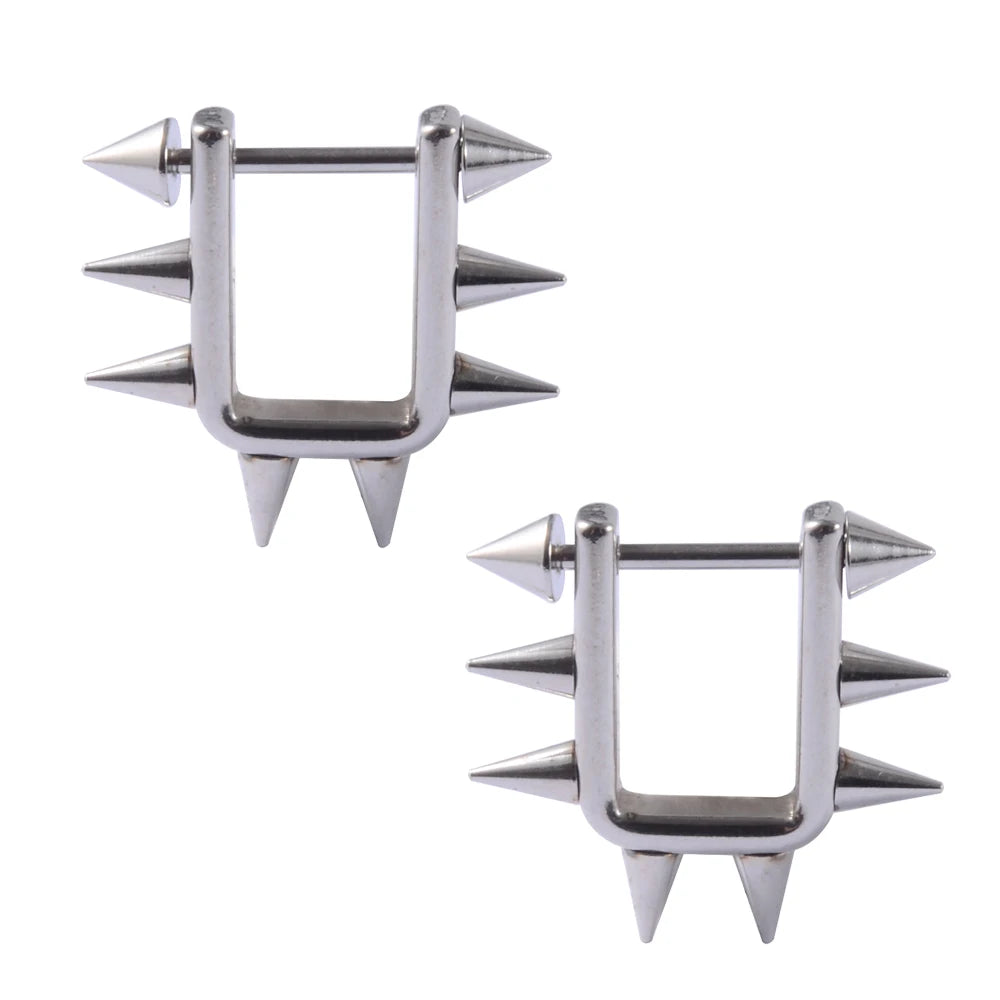 361L Surgical Steel Triangle Stirrup Nipple Shield Circular Nipple Shield with Spike End Piercing Nipple Shield Body Piercing