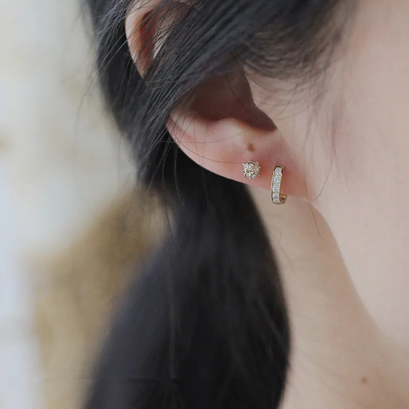 925 Sterling Silber Französisch Einfache Pavé Kristall Runde Ohrringe Frauen Vintage Palace Stil Edle Elegante Bankett Schmuck Geschenk