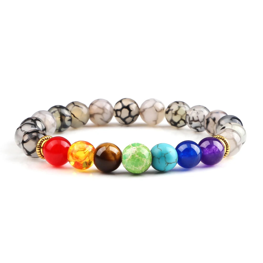 2Pcs Natural Stone 7 Chakra Healing Beaded Adjustable Braided Bracelets Men 8mm Lava Stretch Bracelet Women Reiki Buddha Jewelry