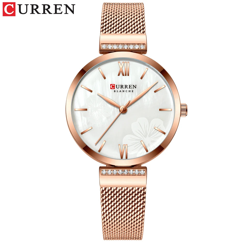 CURREN Fashion Watch for Women Luxury Quartz Gold Elegant Bracelet Wristwatch Female Clock Ladies Dress Stainless Steel