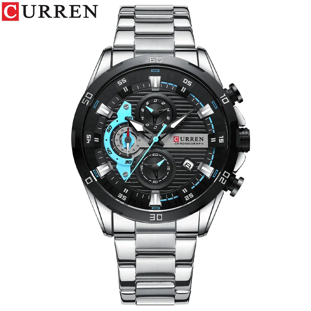 CURREN New Chronograph Men Watches for Sport Casual Stainless Steel Luminous Wristwatches for Male Creative Design Quartz Clock - Madeinsea©