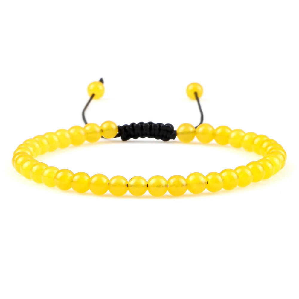 Adjustable 4mm Chakra Beads Bracelet Mini Natural Stone Agats Lava Tiger Eye Beaded Bracelets & Bangles Women Men Gift Jewelry