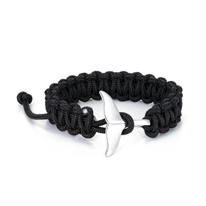 MKENDN 550 Paracord Survival-Armband mit Walflossenmotiv, nautisches Design, verstellbar, für Damen und Herren, Strandarmband, Schmuck, Marine- und Surfzubehör