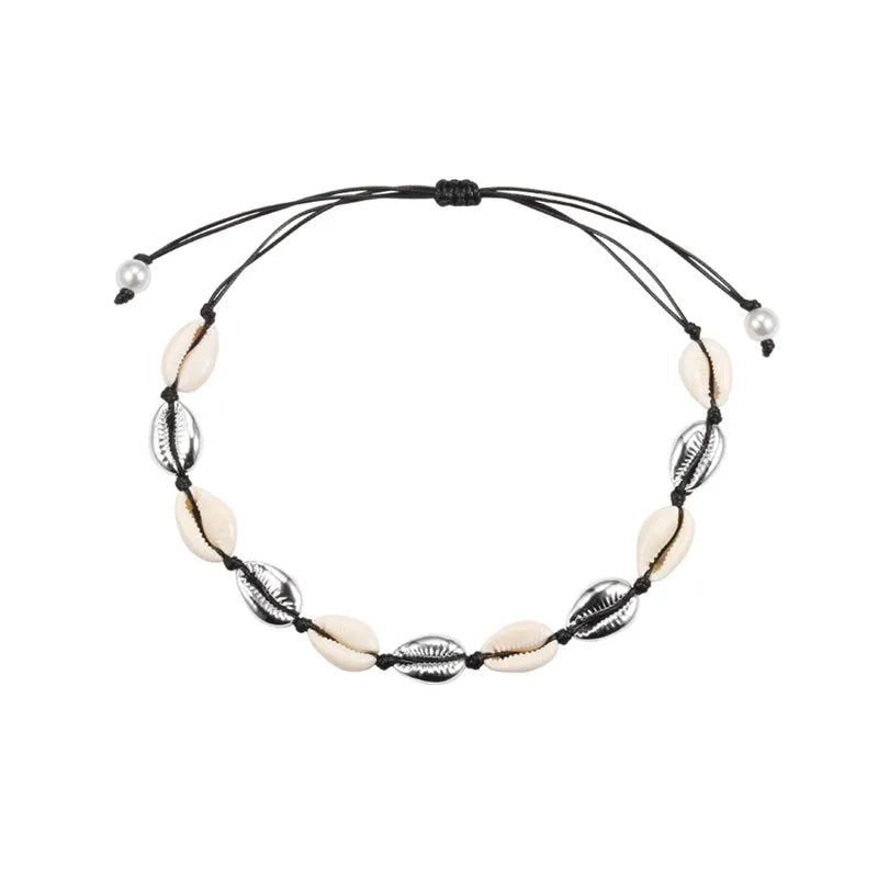 Natural Sea Shell Choker Chain Necklace for Women Bohemian Vintage Beach Conch Shell Braided Jewelry Wholesale Best Friend Gift