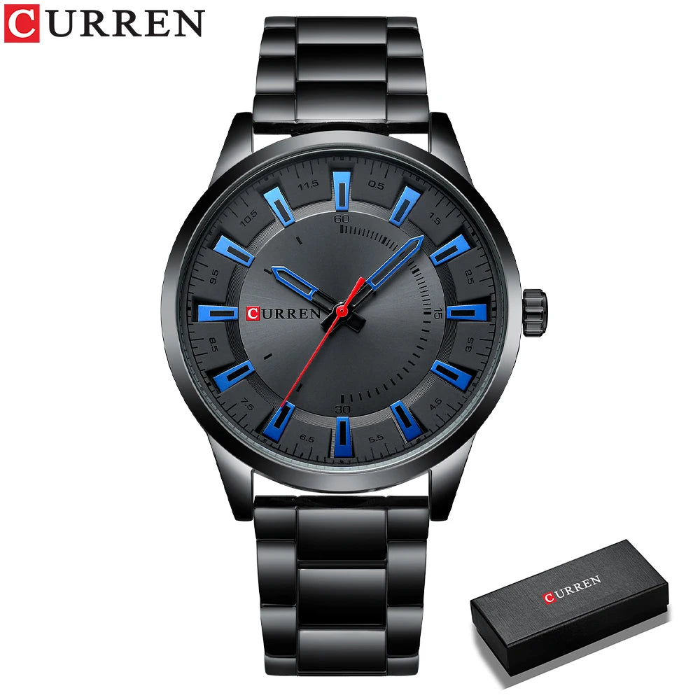 CURREN New Fashion Simple Style Men Watches Quartz Wristwatches Stainless Steel Band Clock Male