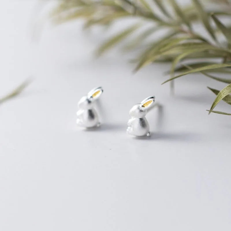 SOFTPIG Real 925 Sterling Silver Cute Rabbit Stud Earrings For Fashion Women Party Tiny Fine Jewelry 2019 Accessories Gift