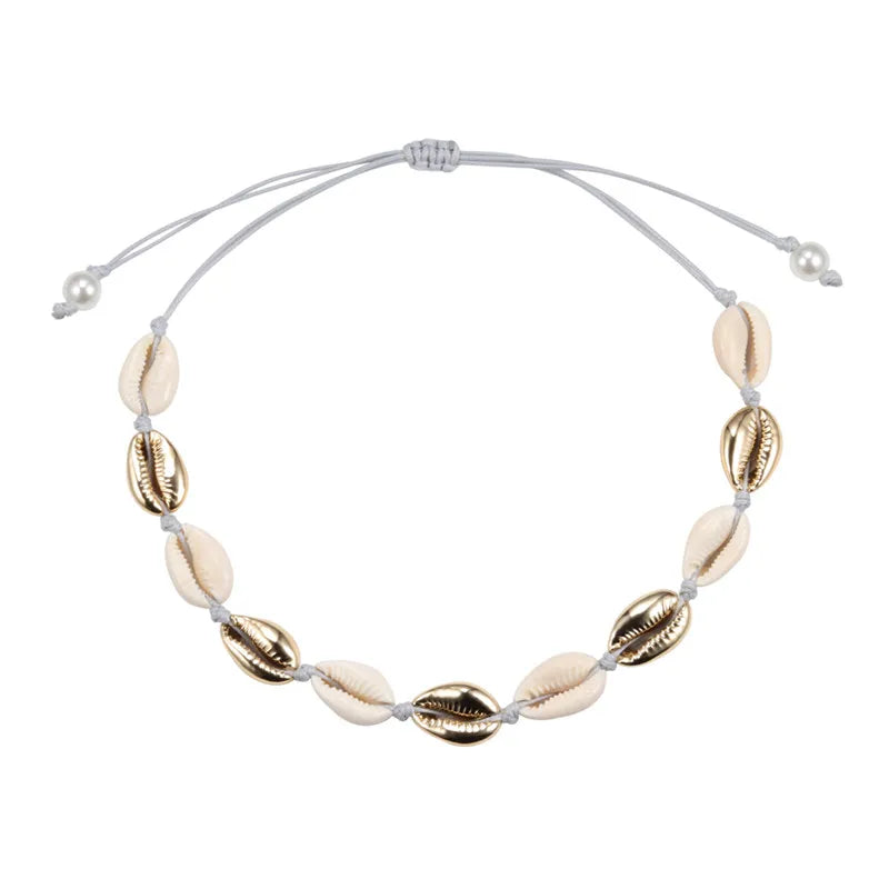 Natural Sea Shell Choker Chain Necklace for Women Bohemian Vintage Beach Conch Shell Braided Jewelry Wholesale Best Friend Gift