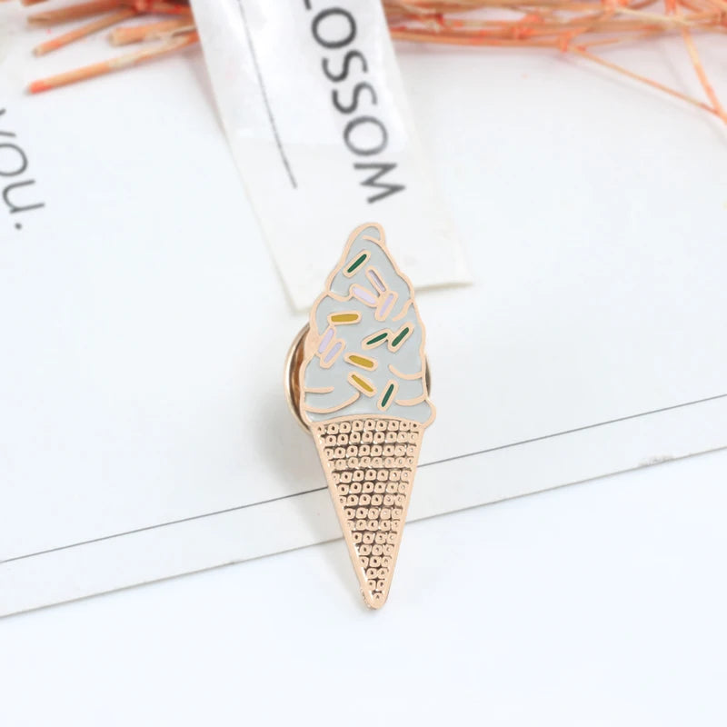 Sweet Cartoon Enamel Pins Cute Ice Cream Lapel Brooches Bright Color Mental Badges Pin Jeans Backpack Brooch Jewelry For Women