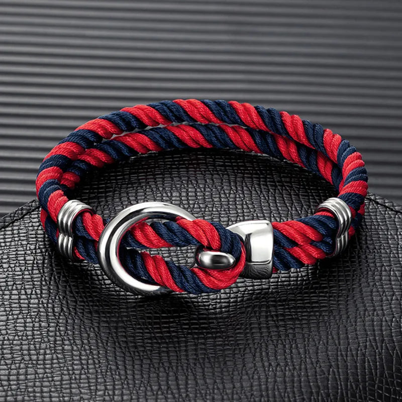 MKENDN Fashion Men Women Anchor Bracelets Charm Nautical Survival Rope Chain Paracord Bracelet Male Wrap Metal Sport Hooks - Madeinsea©