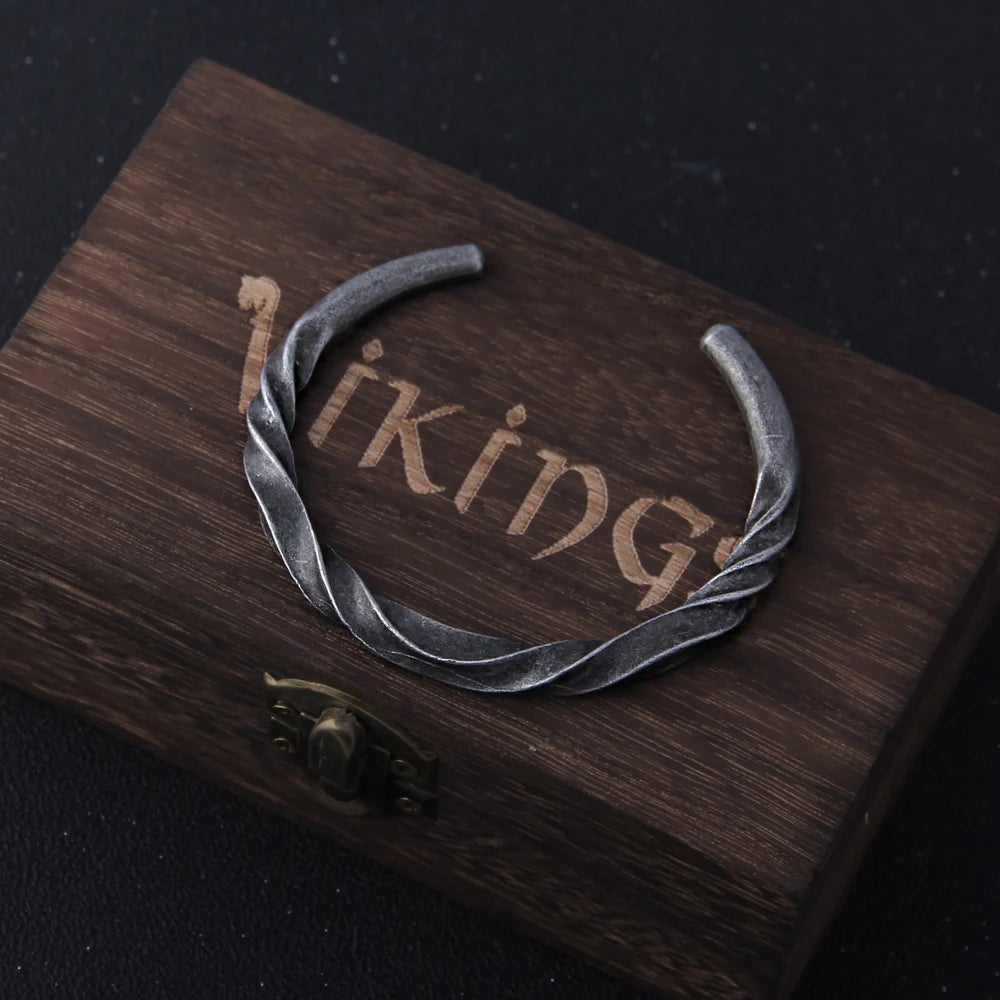 New Arrival Iron color Vikings Bangle with wooden box as gift style 2