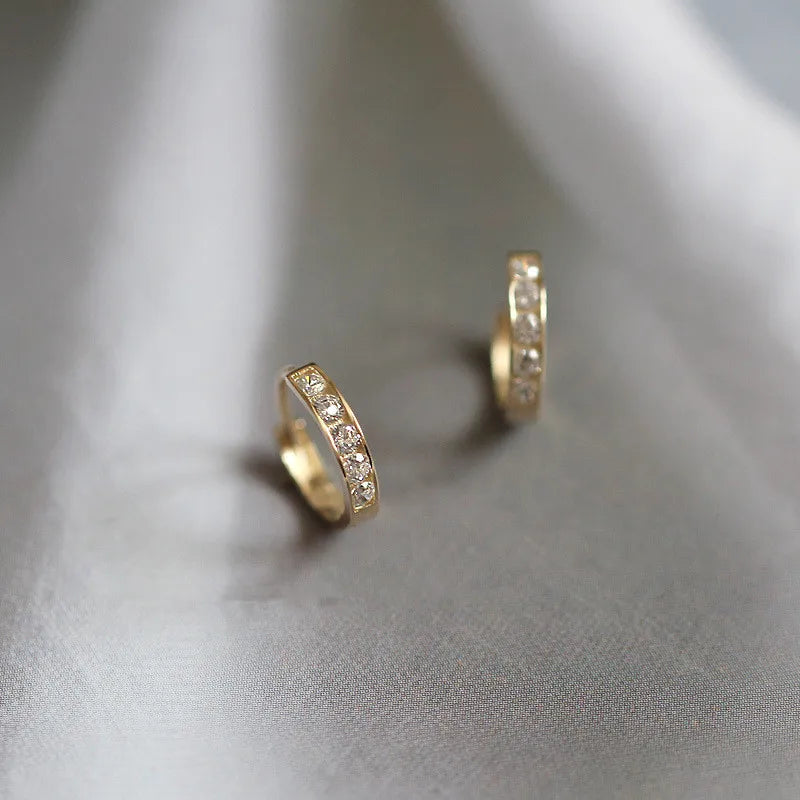 925 Sterling Silber Französisch Einfache Pavé Kristall Runde Ohrringe Frauen Vintage Palace Stil Edle Elegante Bankett Schmuck Geschenk