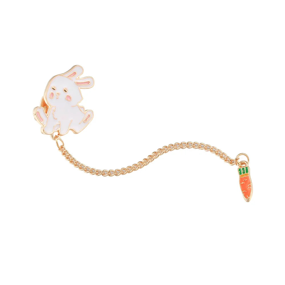 Cute Rabbit Enamel Pins Charm Carrot Bunny Brooch Bag Clothes Lapel Pin Button Badge Cartoon Animal Jewelry Gift for best friend