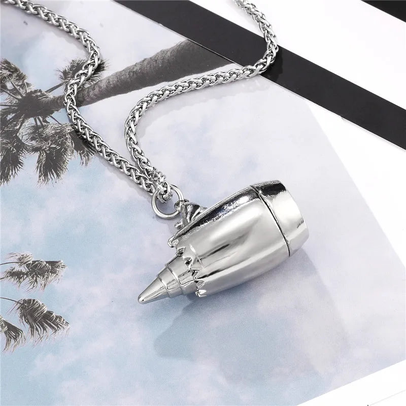 MKENDN Men Aircraft Airplane Engine Shape Necklace Plane Pendant Necklace For Women Stainless Steel Male Jewelry Gift