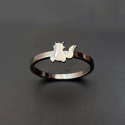 MKENDN Ring-Set mit Tierfußabdruck, Schlangenpaar, für Damen und Herren, Wolf, Fuchs, Geweih, Vogel, silberfarbener Ring, Geschenk für Taufe oder Ostern