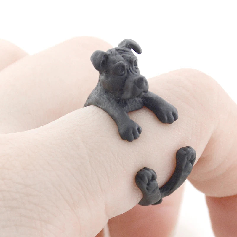 Retro 3D Beagle&German Shepherd&Schnauzer Dog Ring Women Anel Punk Style Rings For Men Wrap Animal Rings Anniversary Bijoux Gift