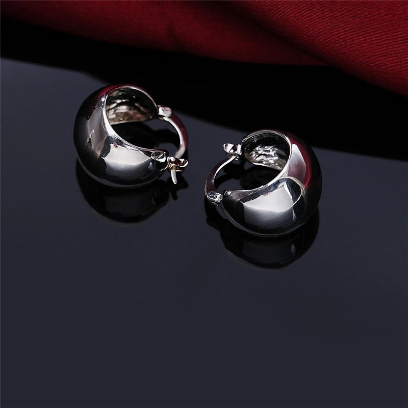 DOTEFFIL 925 Sterling Silver Smooth Egg Shape Earrings For Women Jewelry Cute Romantic Jewelry Wedding Party Gift