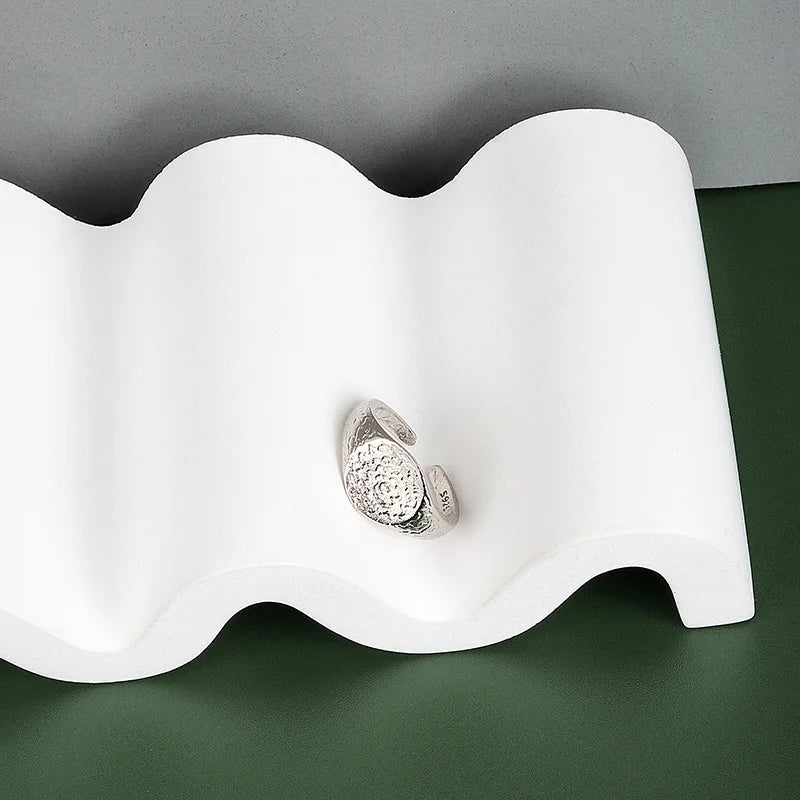 925 Sterling Silber Beule Matt Gold Farbe Ringe Retro Doppel Schichten Distressed Öffnung Handgemachte Ring Mode Edlen Schmuck