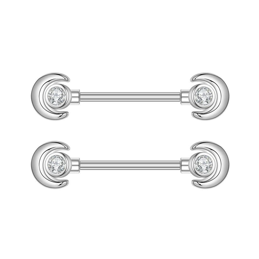 2PCS Rabbit Nipple Rings Crystal Steel Heart Snake Piercings Women Nipple Barbell Breast Shield Cover 14G Body Piercings Jewelry