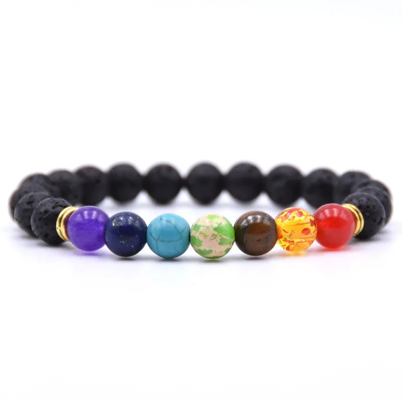 7 Chakra Essential Oils Diffuser beaded bracelets For women men Lava Rock Natural stone Charm Strand bracelet Yoga Jewelry