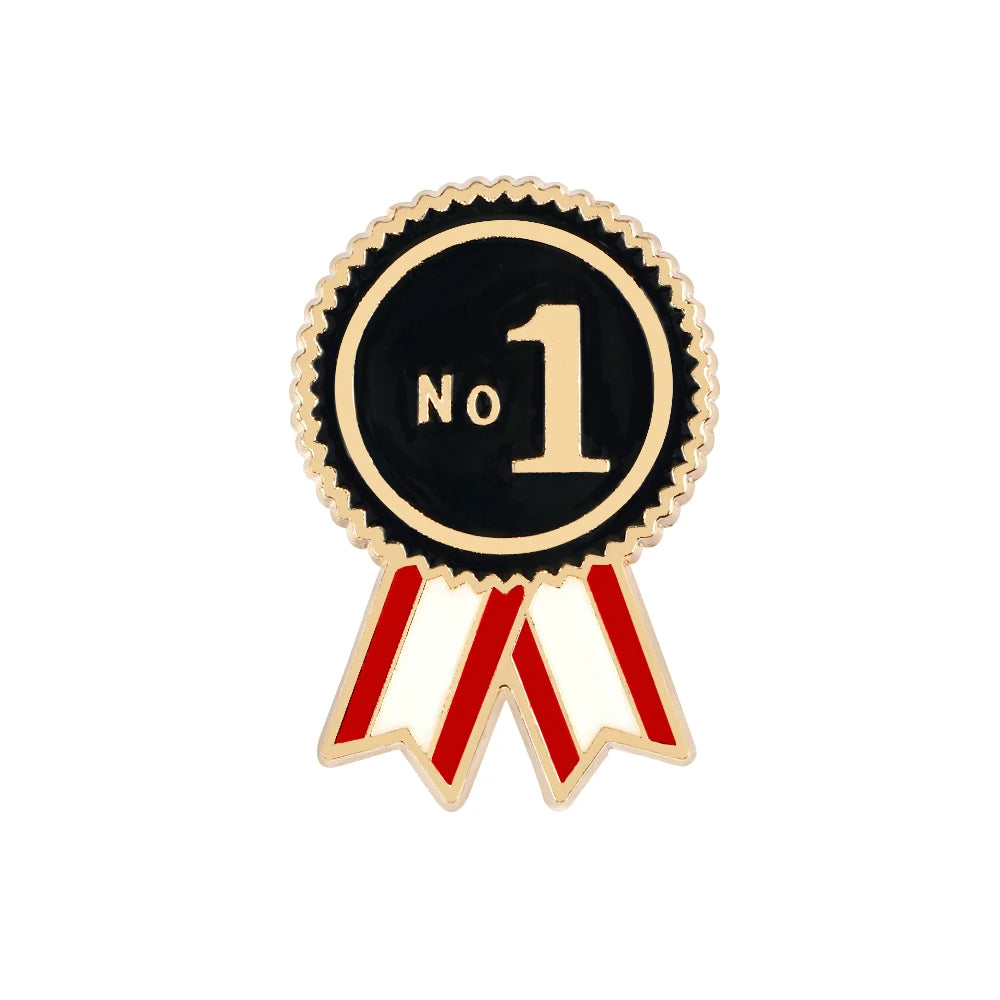 NO1 MEH Enamel Badges Kids First Place Award Brooch Women Personslity Brooches Men Coat Lapel Pins Bag Jewelry Gift For Friend