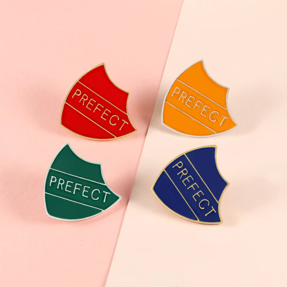 4 Colors Fashion Brooch Prefect Shield Badge Metal Enamel Pins Backpacks Accessories Bag Clothes Brooches Jewelry for Friends