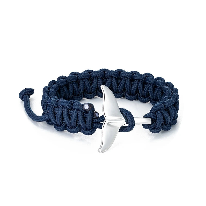MKENDN 550 Paracord Survival-Armband mit Walflossenmotiv, nautisches Design, verstellbar, für Damen und Herren, Strandarmband, Schmuck, Marine- und Surfzubehör