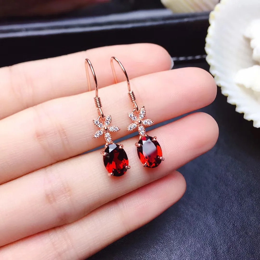 925 Sterling Silver Vintage Ruby Diamond Earrings for Women Genuine Jewelry Wedding Anniversary Earrings Gift Anillos Mujer