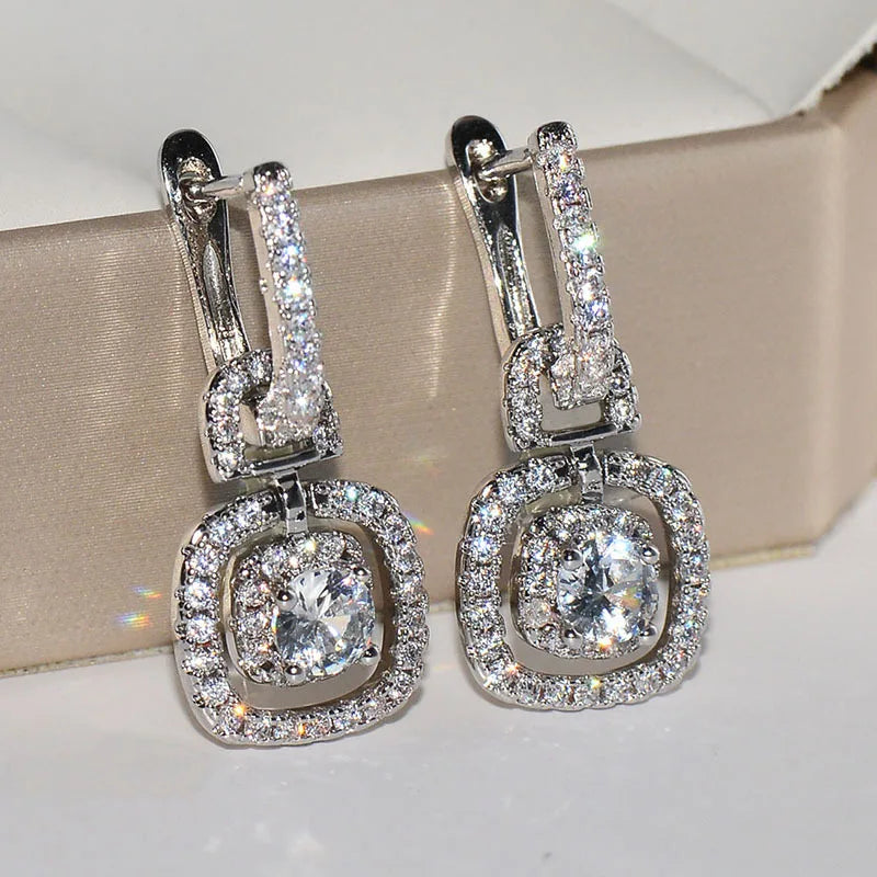 Real 925 Sterling Silver Moissanite Earrings for Women Wedding Diamonds Office Fine Jewelry Drop Earrings Orecchini Girls Gift