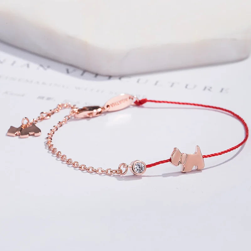 Buyee 925 Sterling Silber Hundearmbänder Süßes Schwein Rote Schnur Süße Einfache Armbänder Für Frau Mädchen Edler Schmuck Armbänder Kette