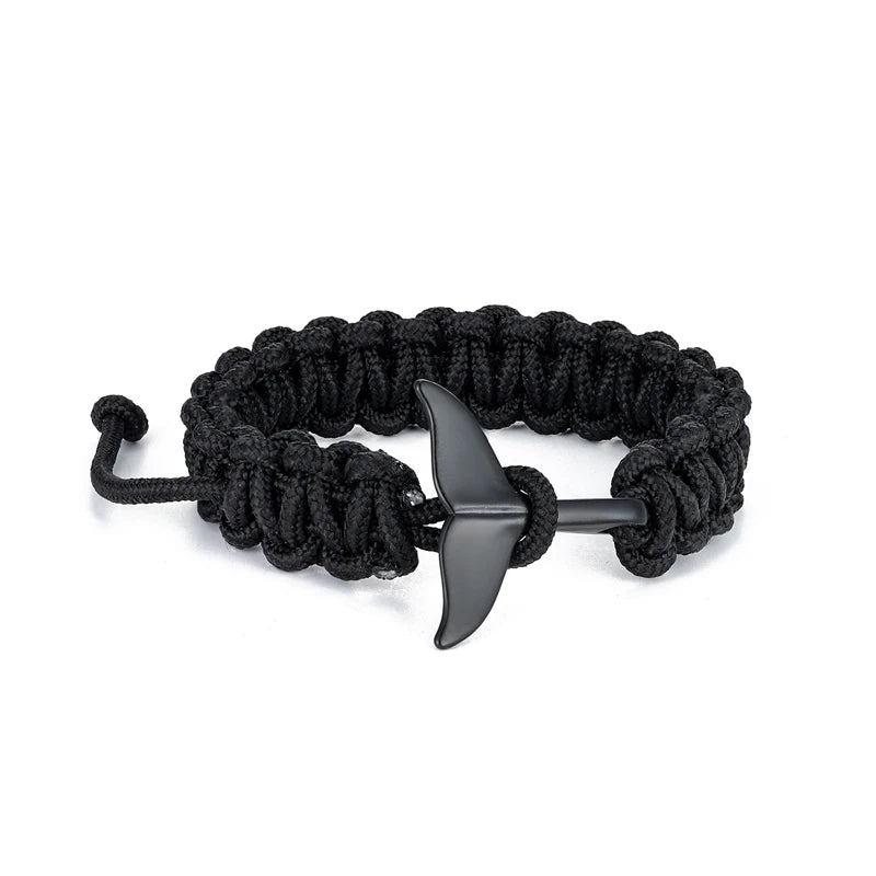 MKENDN 550 Paracord Survival-Armband mit Walflossenmotiv, nautisches Design, verstellbar, für Damen und Herren, Strandarmband, Schmuck, Marine- und Surfzubehör