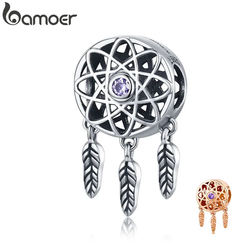 Genuine 925 Sterling Silver Beautiful Dream Catcher Holder Beads fit Charm Bracelet Necklace DIY Jewelry Christmas SCC330 - Madeinsea©