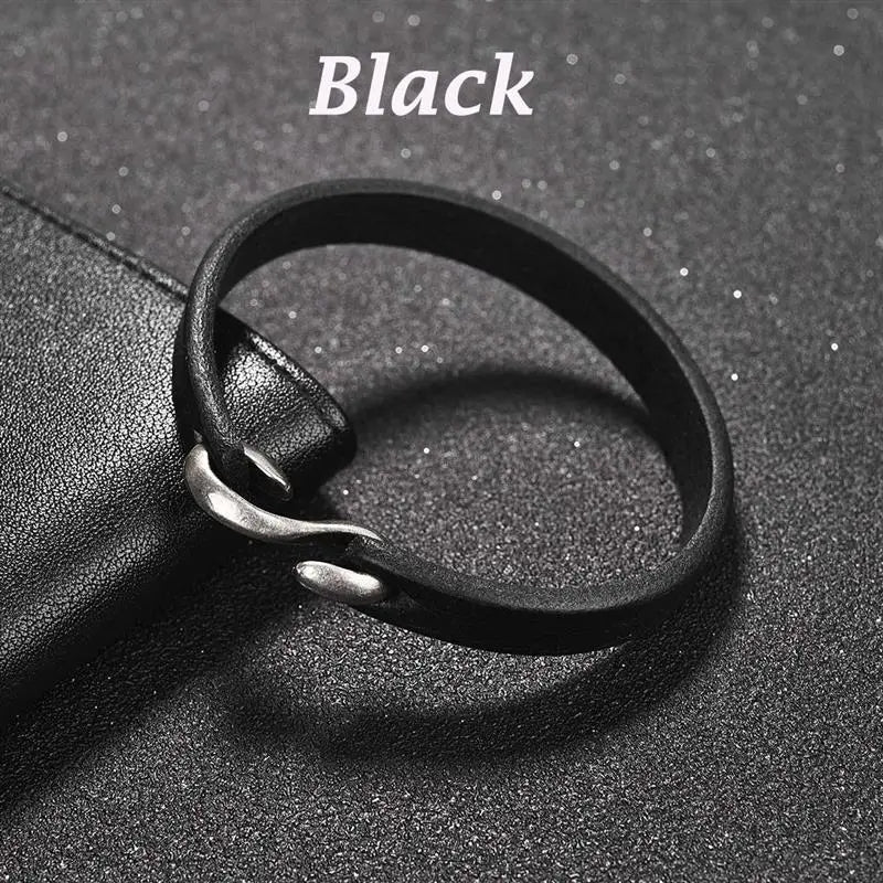 Jiayiqi Men Bracelet Genuine Leather Bangle Retro Cuff Bracelet Classic Hooks Wristband Men Women Jewelry Gifts