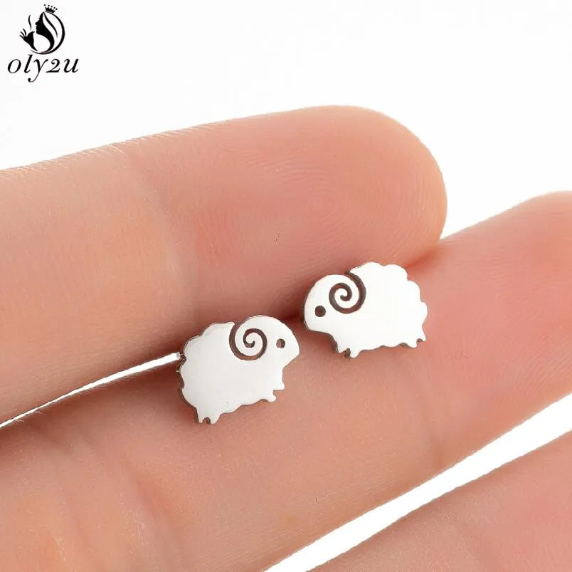 Korean Cute Stainless Steel Animal Earrings for Women Small Bat Octopus Fish Penguin Stud Earrings Trendy Jewelry Friends Gifts