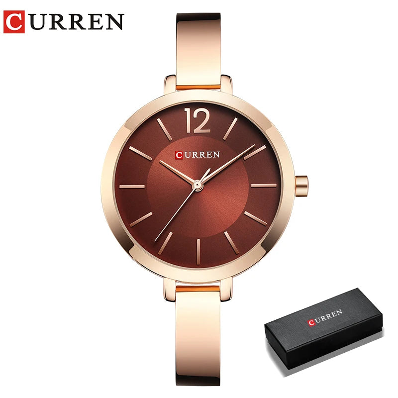CURREN Fashion Gold Women Watches Stainless Steel Ultra thin Quartz Watch Woman Romantic Clock Women's Watches Montre Femme