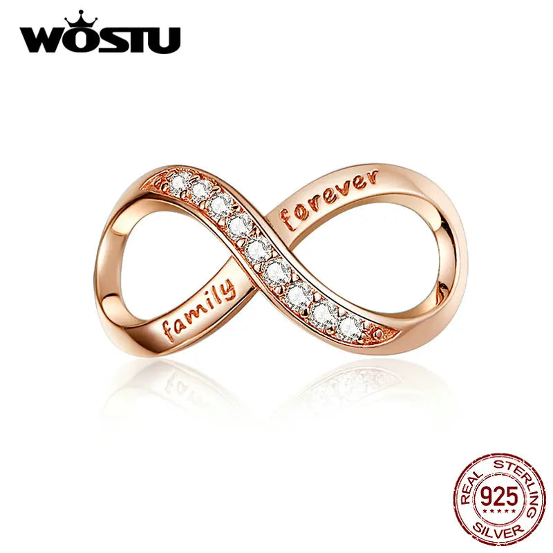 WOSTU Authentic 925 Sterling Silver Hot Sale Endless Love Charm Pendant Fit Bracelet Women Party Fashion DIY Jewelry Gift Making