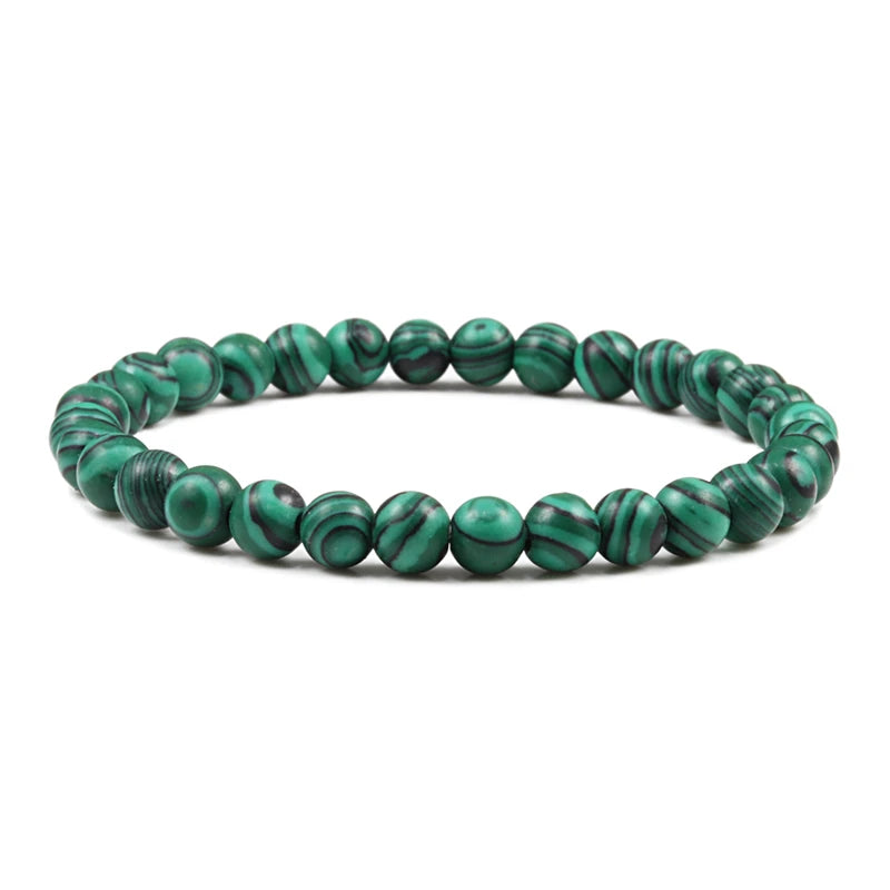 Hot Sale 2pcs/Set Couples Beaded Bracelets Tiger Eye Black Lava Natural Stone Beaded Bracelets Malachite Energy Elastic Jewelry