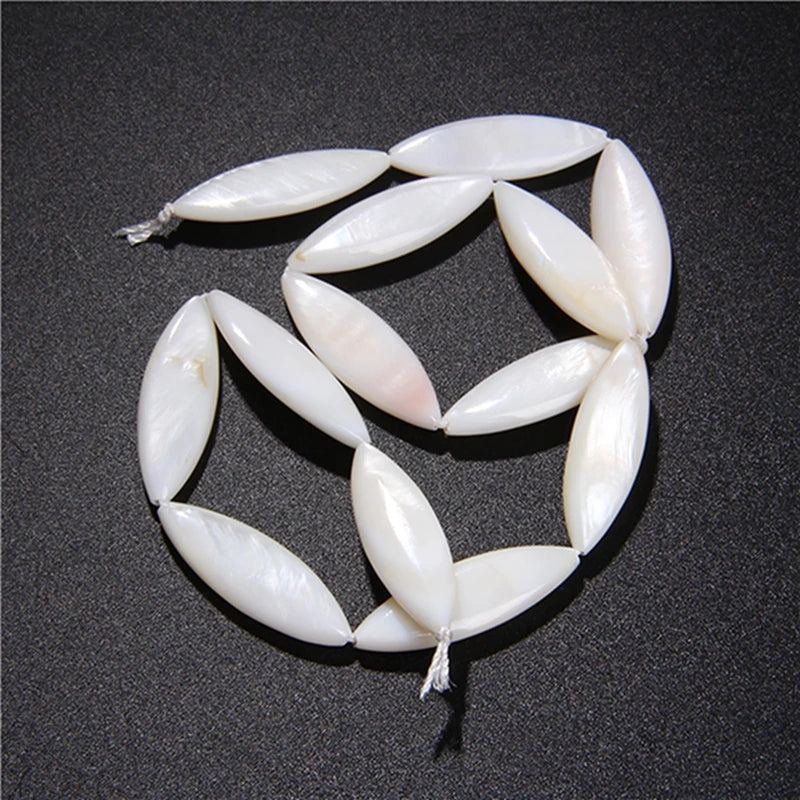 Natural White Mother of Pearl Shell Beads Oval Round Freshwater Shell Beads for Jewelry Making Necklace Bracelet DIY 15" - Madeinsea©