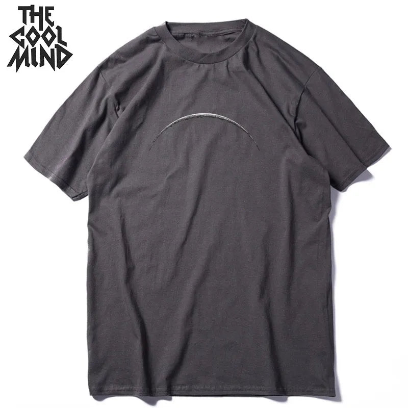 COOLMIND 100% Baumwolle Mond Druck Männer T-Shirt Casual Sommer Kurzarm Männer T-shirt Lose t-shirt Männlichen T-shirts Mo0154