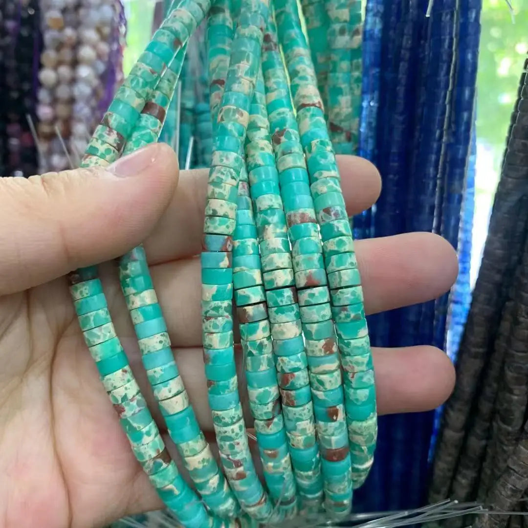 6x3mm Natural Sea Sediment Turquoises Amethysts Jaspers Stone Cylinder Flat Spacer Disk Bead For Jewelry Making DIY Accessories