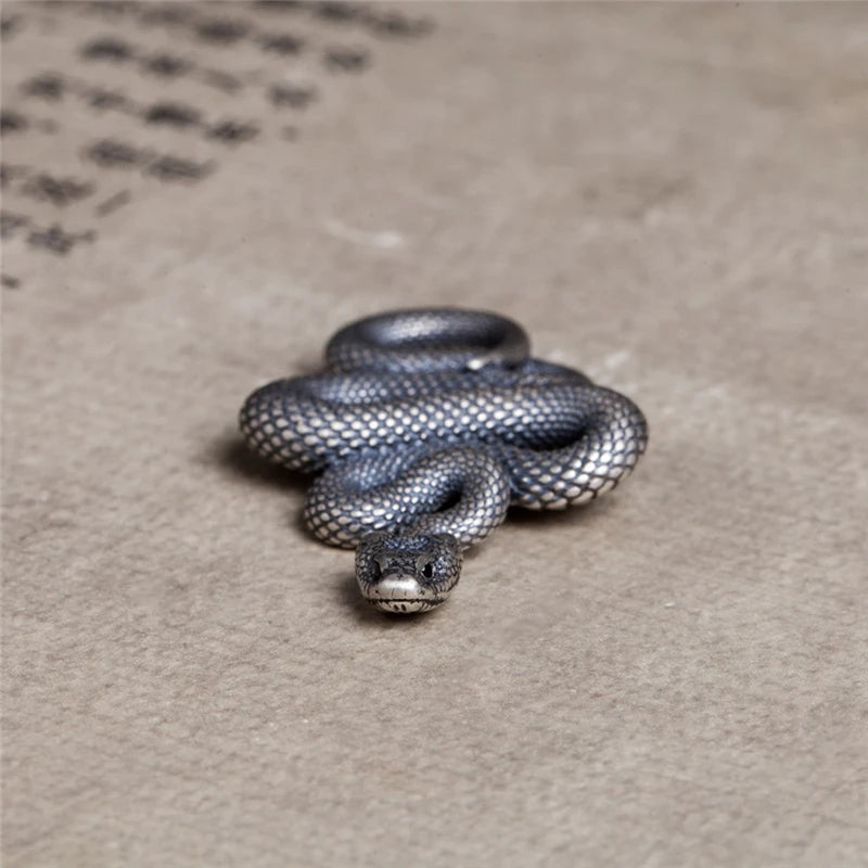 MKENDN Vintage 100% 925 Sterling Silver Snake Pendant Necklace For Men and Women Gothic Street Hip Hop Punk Dark Jewelry